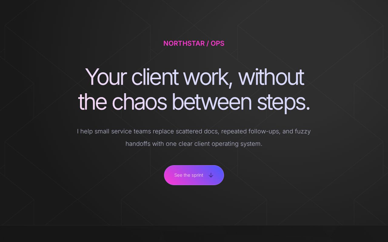 Vista previa de Northstar Ops, landing Carrd para consultores